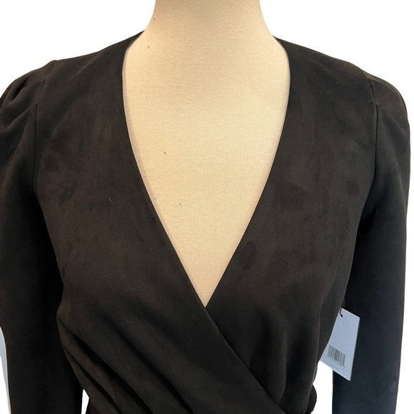 jason wu black suede wrap dress long sleeves mini with waist belt size XS - Picture 4 of 12